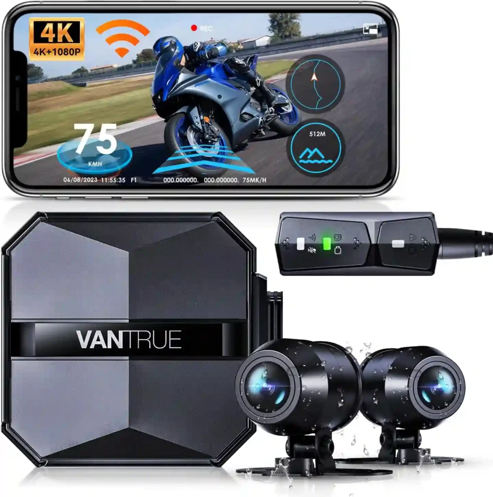 Vantrue F1 Motorcycle 4K Front and Rear Dash Cam,
