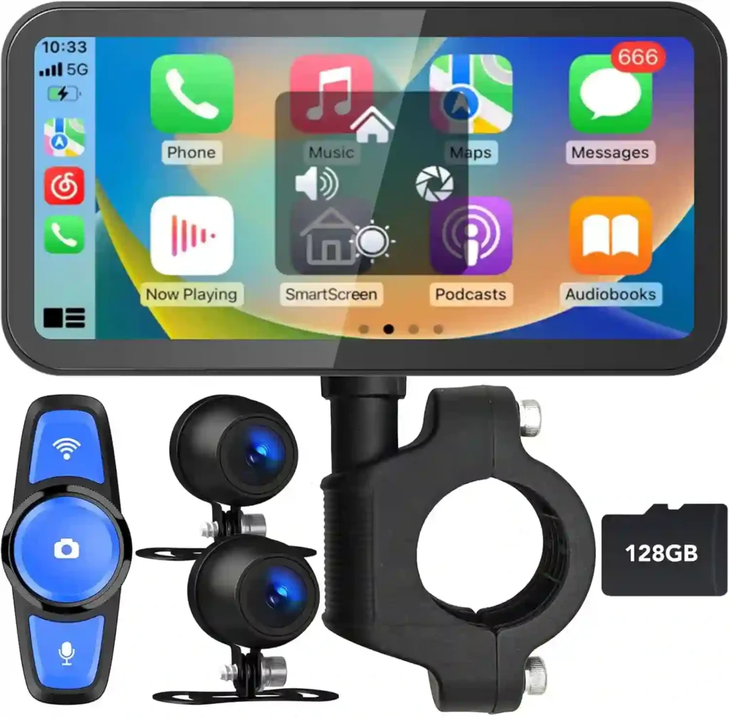 Motorcycle Apple Carplay with GPS Navigation dash cam